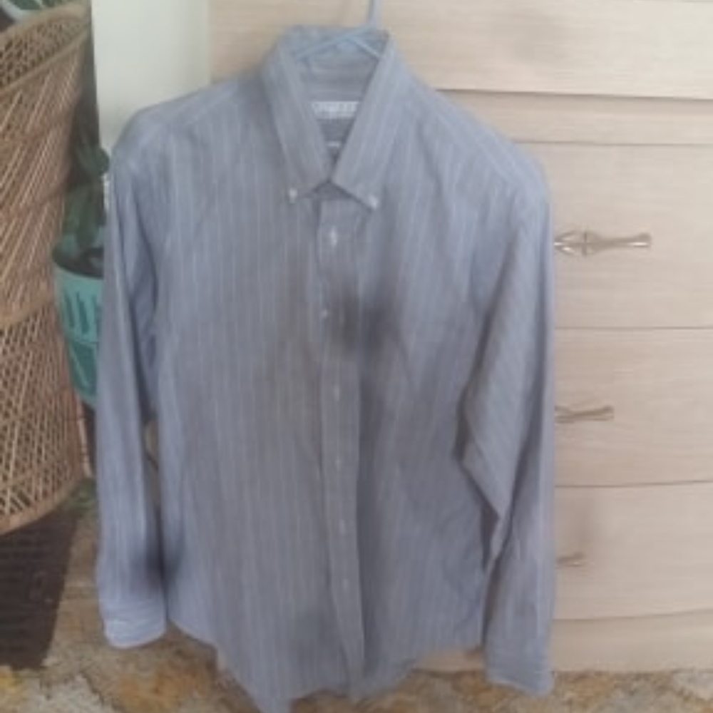 Grey & White Pin Striped Dress Shirt